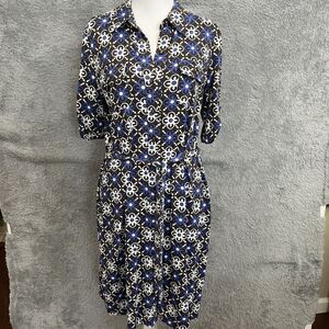 Charter Club Petite Women's Short Sleeve Multicolor Collared Dress Size M